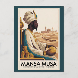 Mansa Musa Mali Rijk Afrikaanse Koning Illustratie Briefkaart