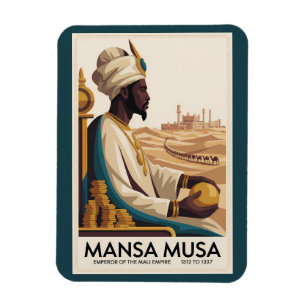 Mansa Musa Mali Rijk Afrikaanse Koning Illustratie Magneet
