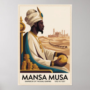 Mansa Musa Mali Rijk Afrikaanse Koning Illustratie Poster