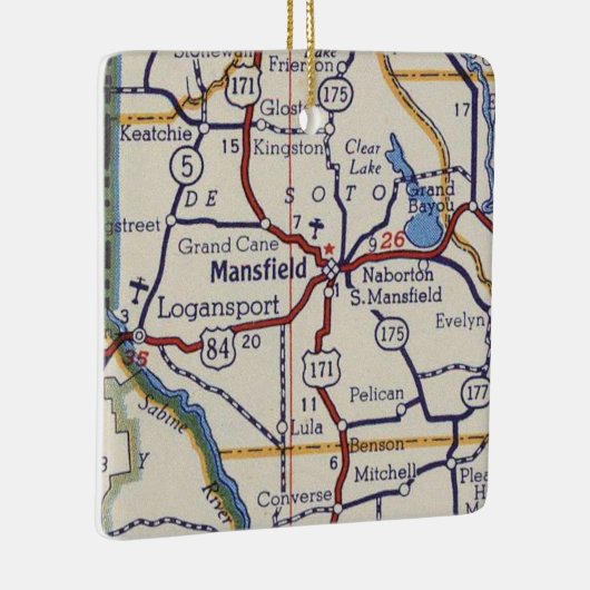 Mansfield LA  Map Keramisch Ornament (Rechts)