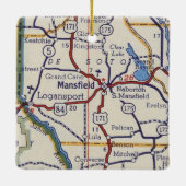 Mansfield LA  Map Keramisch Ornament (Achterkant)