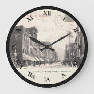 Mansfield Ohio Post Kaart Clock - Main St. 1907 Grote Klok