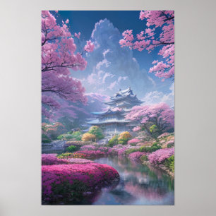 Mansie in een tuin van bloemen poster