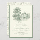 Mansion Venue Old Money Aesthetic Ivory Wedding Kaart (Voorkant / Achterkant)