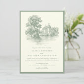 Mansion Venue Old Money Aesthetic Ivory Wedding Kaart (Staand voorkant)