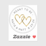 Mant to be Double Heart Metallic Gold Wedding Sticker<br><div class="desc">Deze kleine etiketten zien er fantastisch uit op de transparante vinyl en op het witte steen. De tekst kan worden uitgegeven zoals nodig.</div>