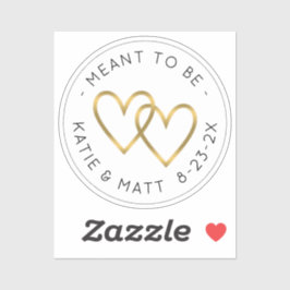Mant to be Double Heart Metallic Gold Wedding Sticker