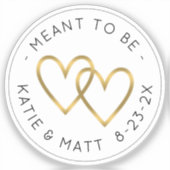 Mant to be Double Heart Metallic Gold Wedding Sticker (Voorkant)