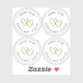 Mant to be Double Heart Metallic Gold Wedding Sticker (Vel)