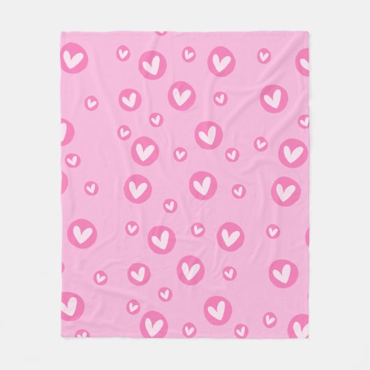 Manta com Padrões Fofos de Corações Rosa Fleece Deken (Voorkant)