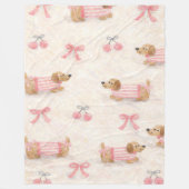 Manta con Patrón de Perritos Kawaii con Moños Rosa Fleece Deken (Voorkant)