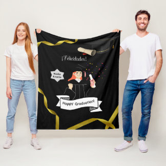 Manta forro polar graduacion nombre personalizado fleece deken