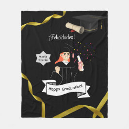 Manta forro polar graduacion nombre personalizado fleece deken