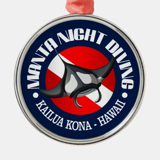 Manta Night Diving (Kailua Kona) Metalen Ornament (Voorkant)