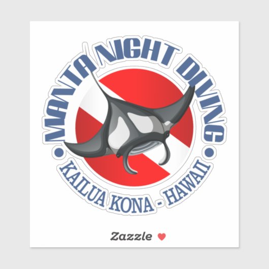 Manta Night Diving (Kailua Kona) Sticker (Vel)