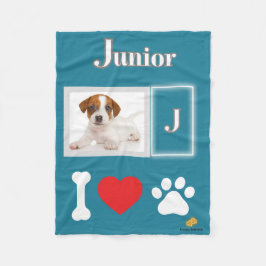 Manta Polar Verde Agua con Diseño de Amo a mi Masc Fleece Deken