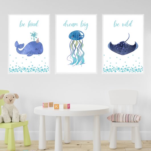 Manta Ray Be Wild Nursery Kinder Poster
