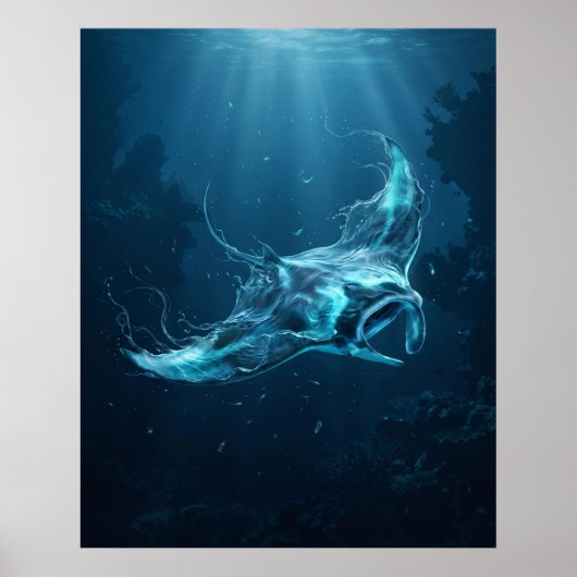 Manta Ray Deep Blue Abyss Poster (Voorkant)