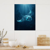 Manta Ray Deep Blue Abyss Poster (Keuken)