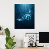Manta Ray Deep Blue Abyss Poster (Thuiskantoor)
