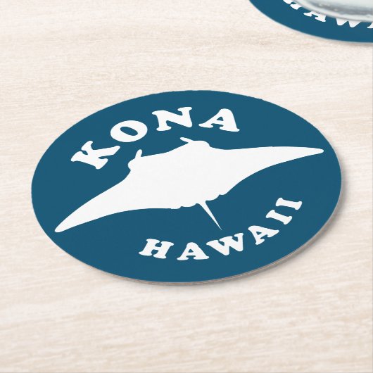 Manta Ray duiken in Kona, Hawaï Ronde Kartonnen Onderzetter (Gebogen)