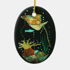 Manta Ray Keramisch Ornament