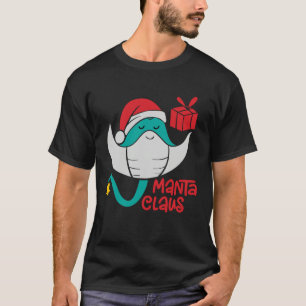 Manta Ray Kerstman Kerststrand Manta Claus T-shirt