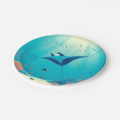Manta ray kustkunst papieren bordje (Gekanteld)
