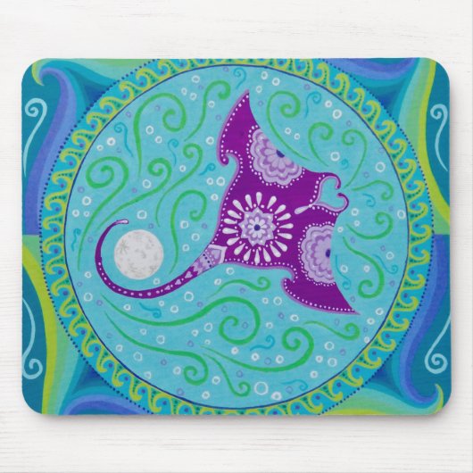 Manta Ray Mandala mousepad van Soozie Wray Muismat (Voorkant)