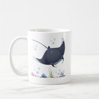 Manta ray met bubbels en koraalrif Koffie Mok