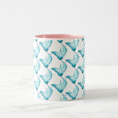 Manta Ray Mok, Ocean Thmed Gift Tweekleurige Koffiemok (Center)