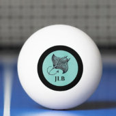 Manta Ray on Teal Faux Brushed Metal Monogrammed Pingpongbal
