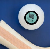 Manta Ray on Teal Faux Brushed Metal Monogrammed Pingpongbal