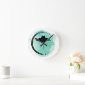 Manta Ray op Turquoise waterkleur Ronde Klok (Huis)