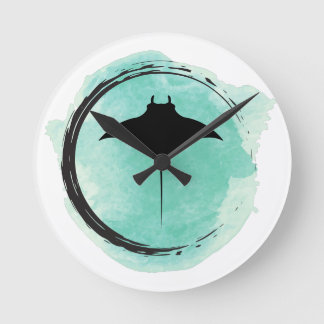 Manta Ray op Turquoise waterkleur Ronde Klok