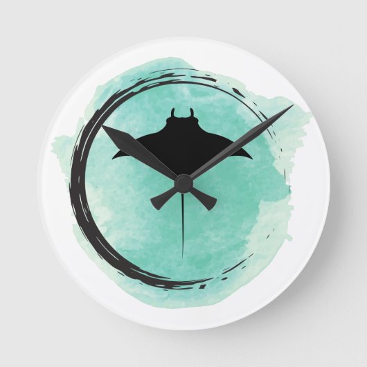 Manta Ray op Turquoise waterkleur Ronde Klok (Voorkant)
