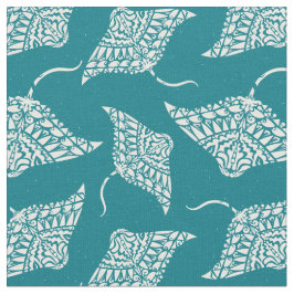 Manta Ray Pattern Tribal Tattoo Stijl Blauw Wit F Stof