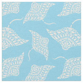 Manta Ray Pattern Tribal Tattoo Stijl Blauw Wit Stof