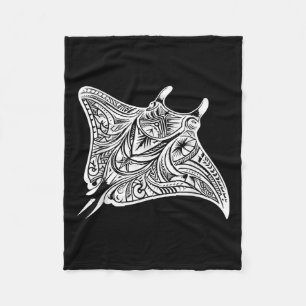 Manta Ray Polynesian Tribal Zee Tattoo Zee Fleece Deken