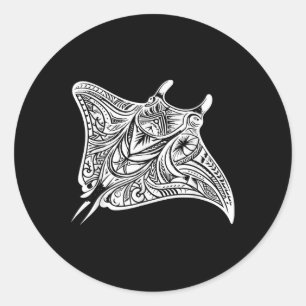 Manta Ray Polynesian Tribal Zee Tattoo Zee Ronde Sticker