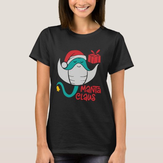Manta Ray Santa Christmas Beach   Manta Claus T-shirt (Voorkant)