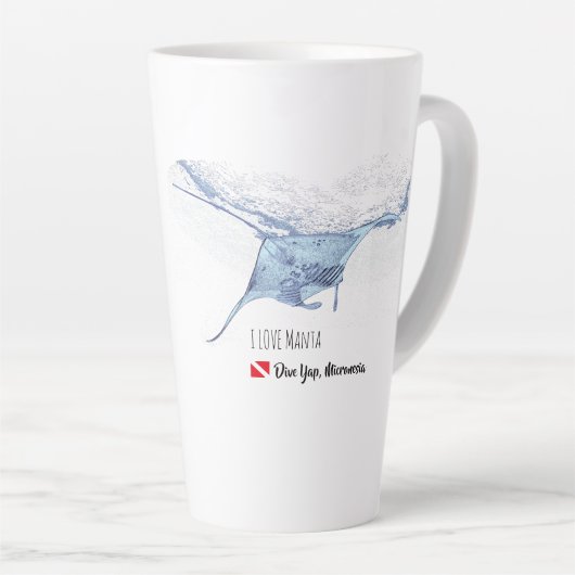 Manta ray silhouet frosted glas koffie mok (Rechterhoek)