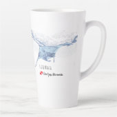 Manta ray silhouet frosted glas koffie mok (Rechts)