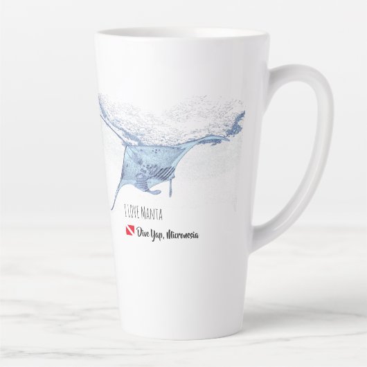 Manta ray silhouet frosted glas koffie mok (Rechts)