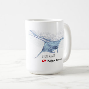 Manta ray silhouet frosted glas koffie mok