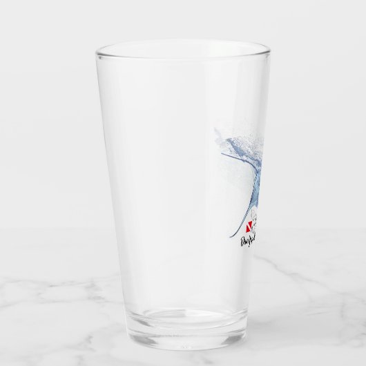 Manta ray silhouet frosted glas koffie mok (Rechts)