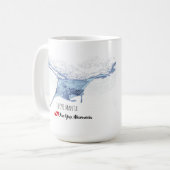 Manta ray silhouet frosted glas koffie mok (Voorkant links)