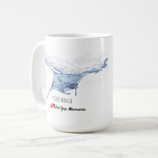 Manta ray silhouet frosted glas koffie mok (Voorkant links)