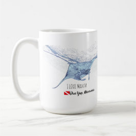 Manta ray silhouet frosted glas koffie mok