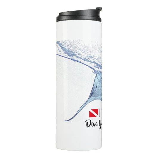 Manta ray silhouet frosted glas koffie mok (Gedraaid links)